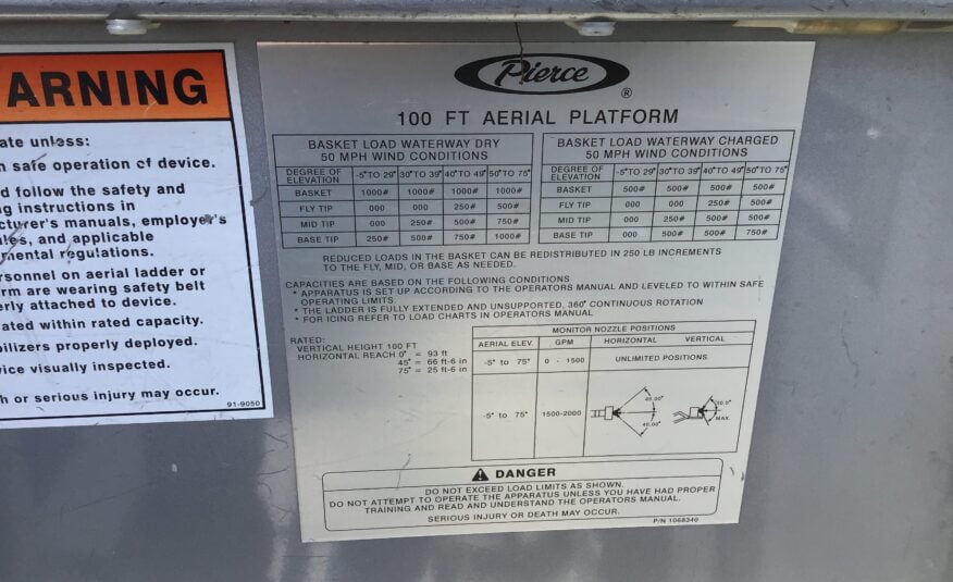 2008 Pierce 100′ Platform #716216