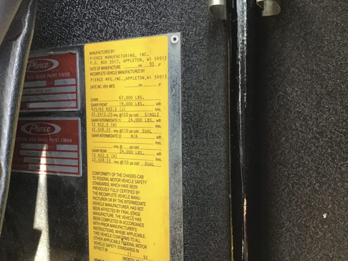 1993 Pierce Pumper Tanker #716218