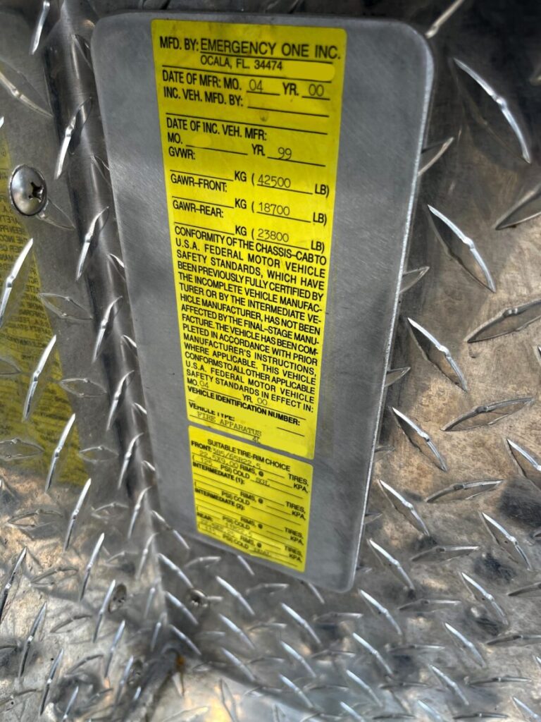 2000 E-One Pumper #716248