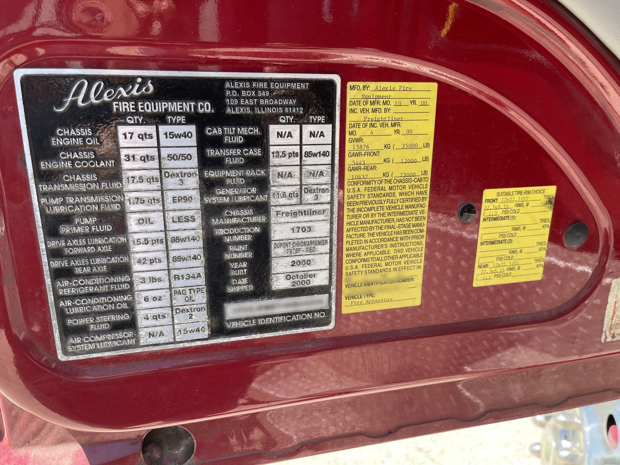 2000 Freightliner Alexis 4×4 Rescue #716281