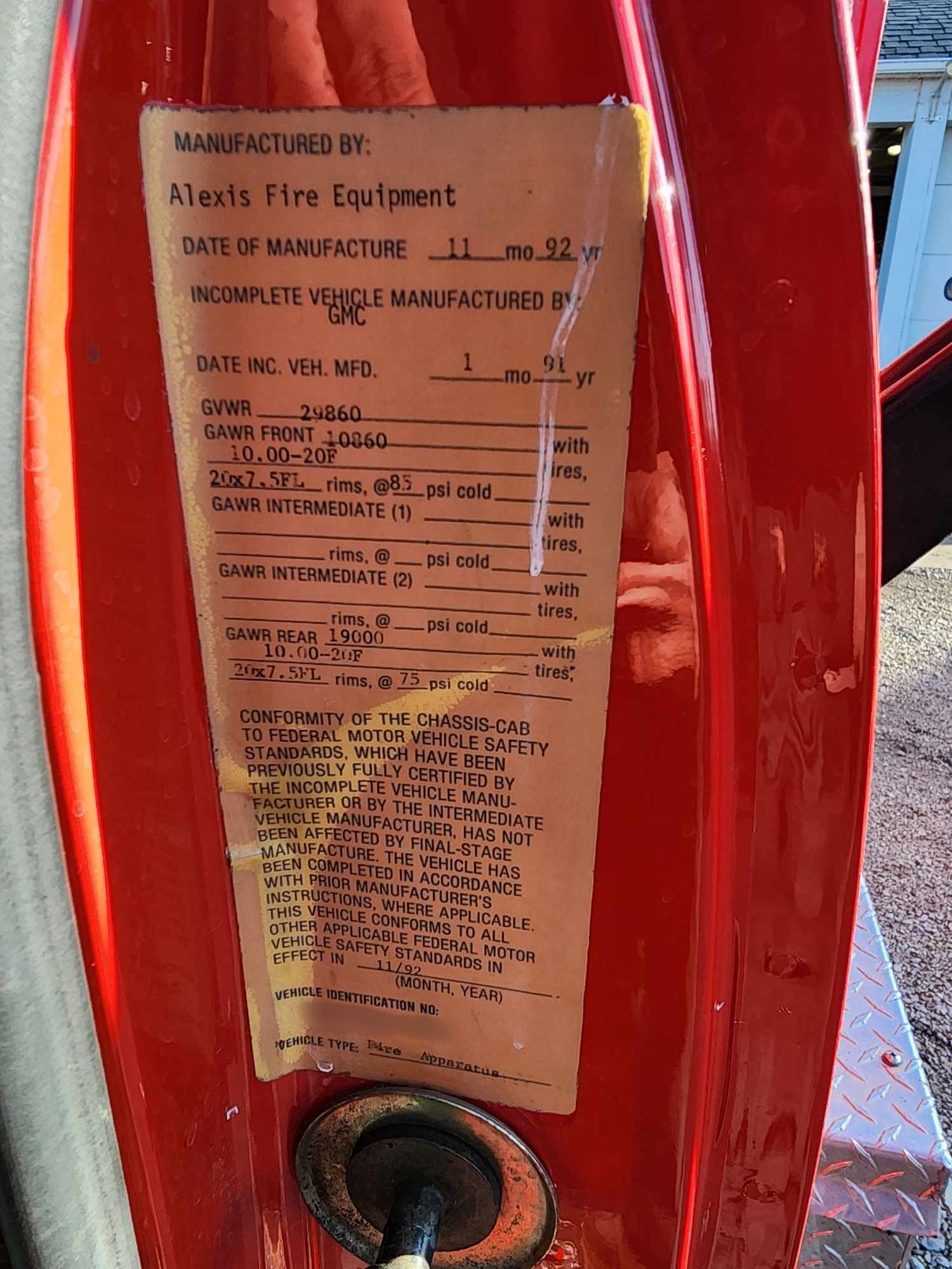 1991 GMC Top Kick Front Mount Pumper #716295