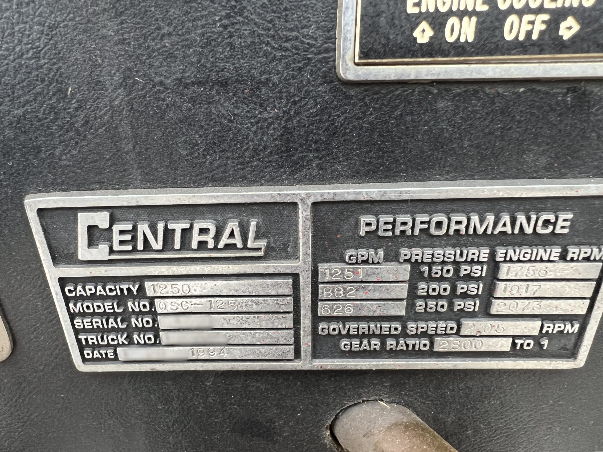 1994 International Central Pumper #716320